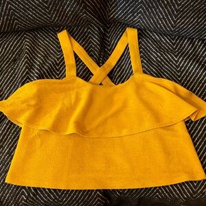 Madewell Mustard Ruffle Crop Top Large like NWOT